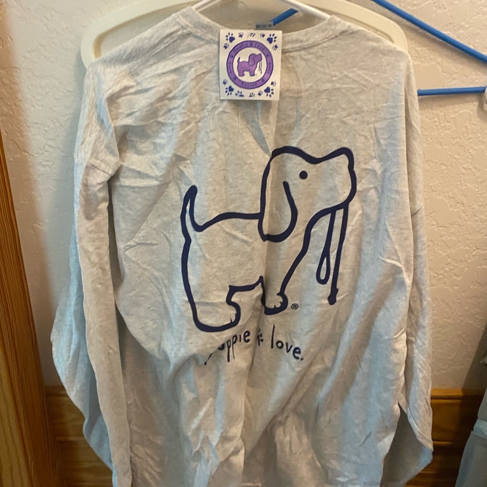 Puppie Love Gray Long Sleeve Tee XXL New